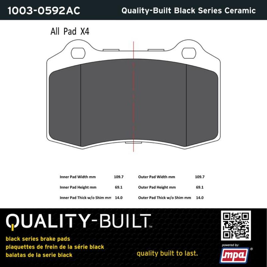 MPA 1003-0592AC Quality-Built Black Series Ceramic Brake Pads