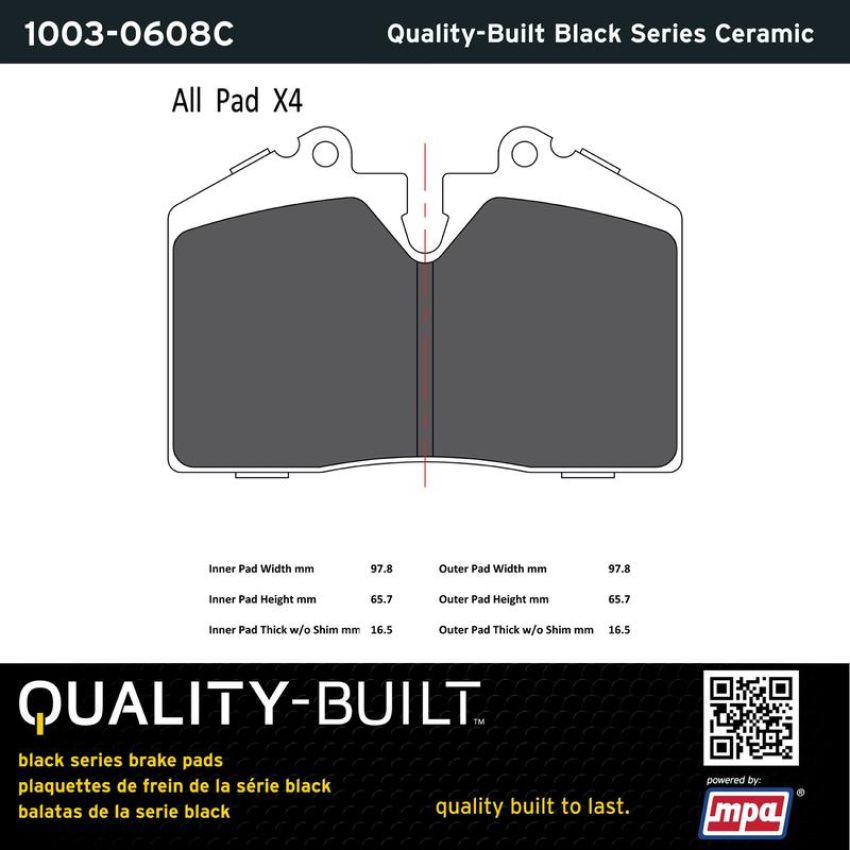 MPA 1003-0608C Quality-Built Black Series Ceramic Brake Pads
