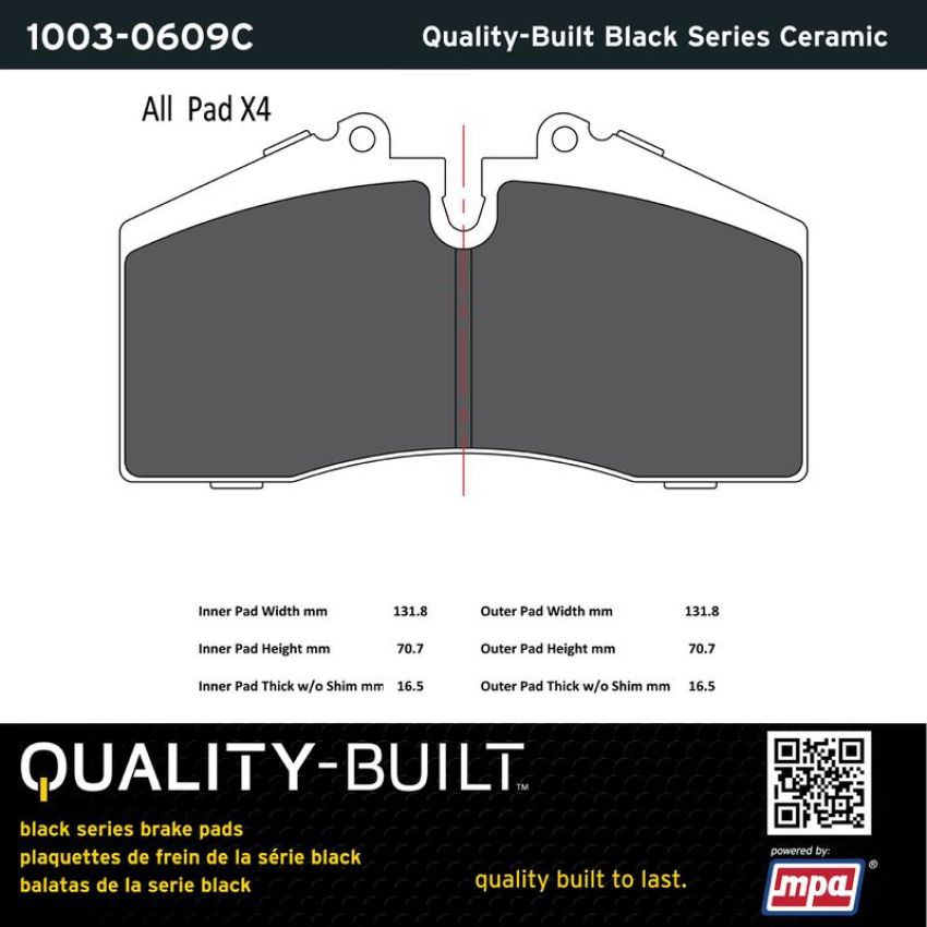 MPA 1003-0609C Quality-Built Black Series Ceramic Brake Pads
