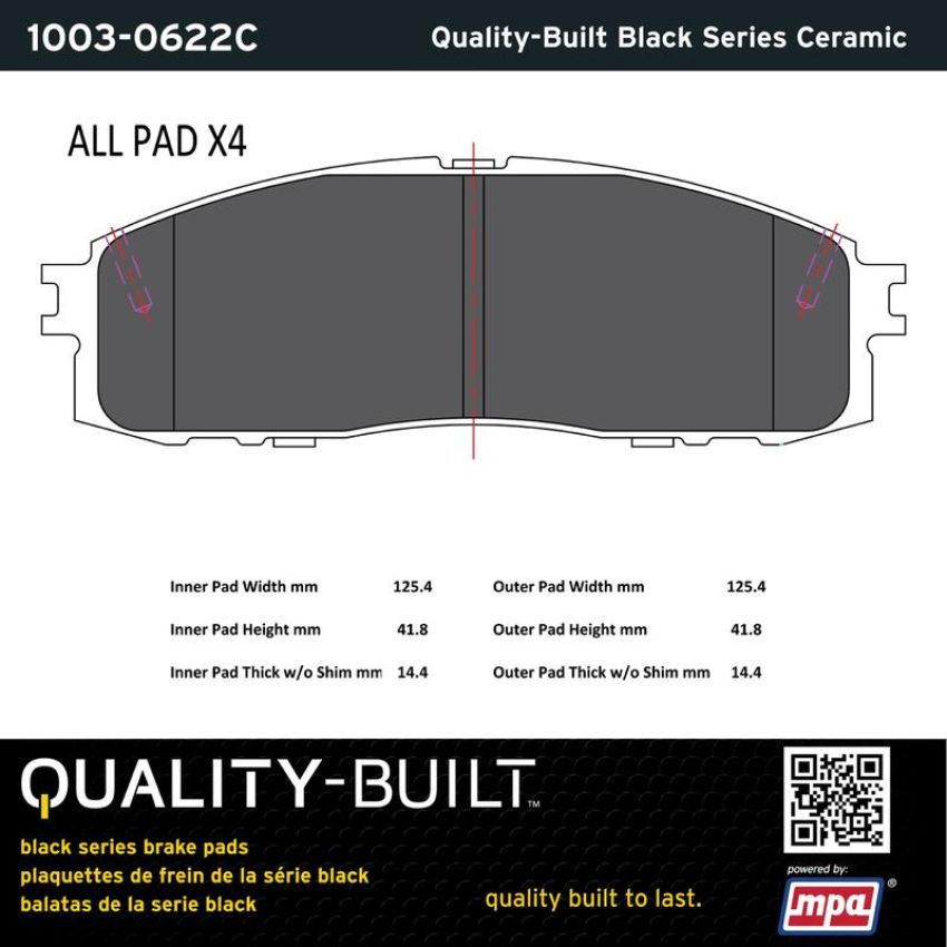 MPA 1003-0622C Quality-Built Black Series Ceramic Brake Pads