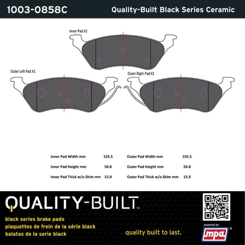MPA 1003-0858C Quality-Built Black Series Ceramic Brake Pads