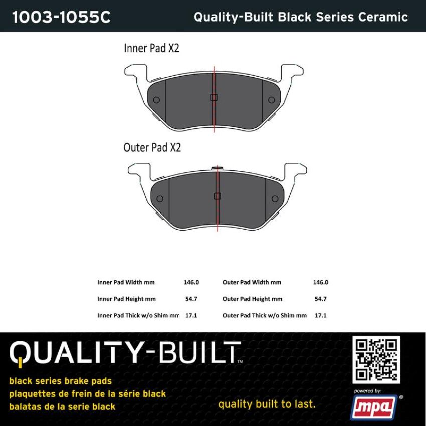 MPA 1003-1055C Quality-Built Black Series Ceramic Brake Pads