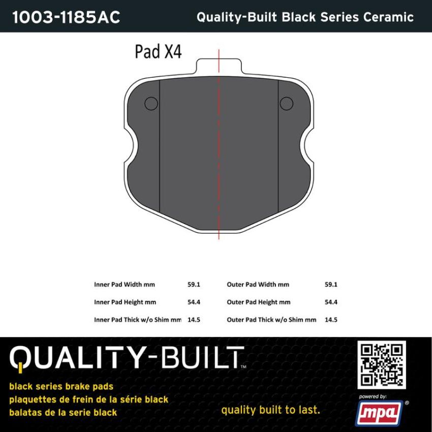 MPA 1003-1185AC Quality-Built Black Series Ceramic Brake Pads