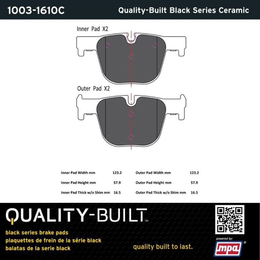 MPA 1003-1610C Quality-Built Black Series Ceramic Brake Pads