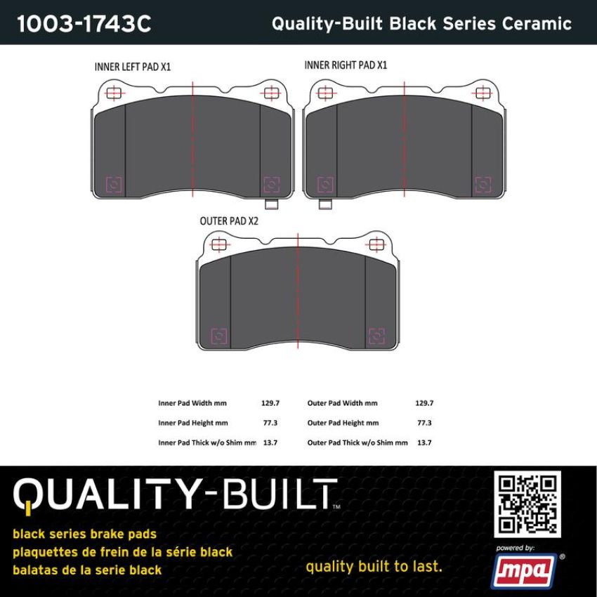 MPA 1003-1743C Quality-Built Black Series Ceramic Brake Pads