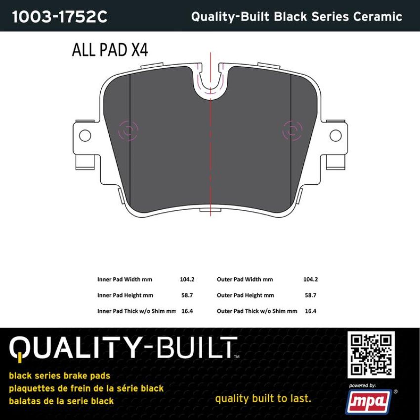 MPA 1003-1752C Quality-Built Black Series Ceramic Brake Pads