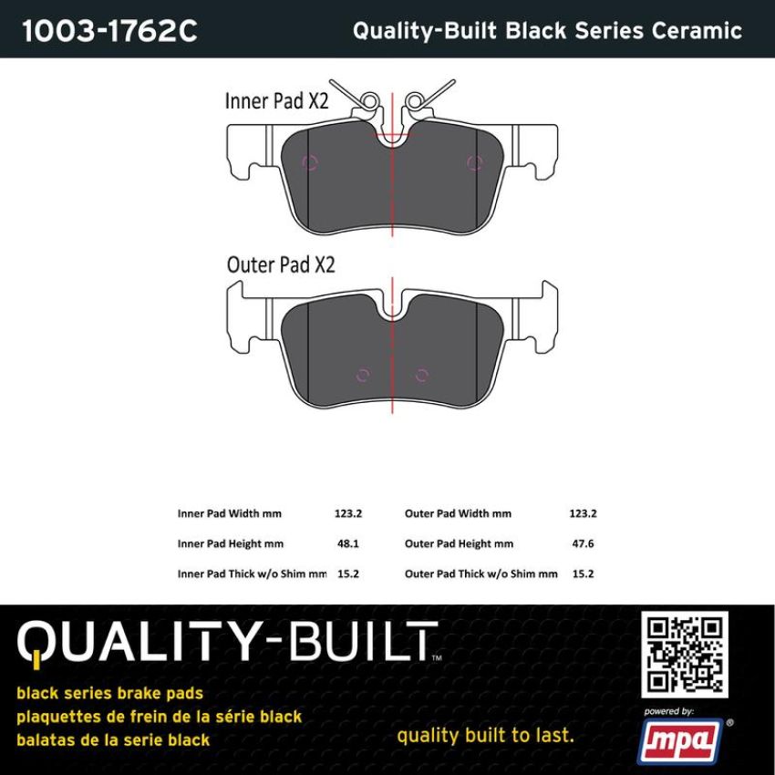 MPA 1003-1762C Quality-Built Black Series Ceramic Brake Pads