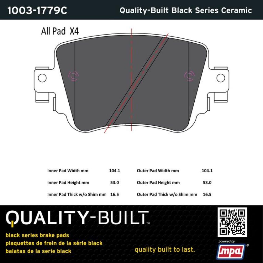 MPA 1003-1779C Quality-Built Black Series Ceramic Brake Pads