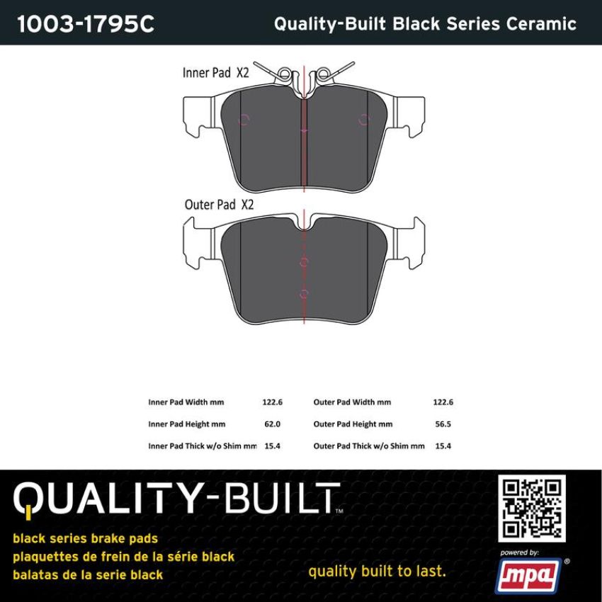 MPA 1003-1795C Quality-Built Black Series Ceramic Brake Pads