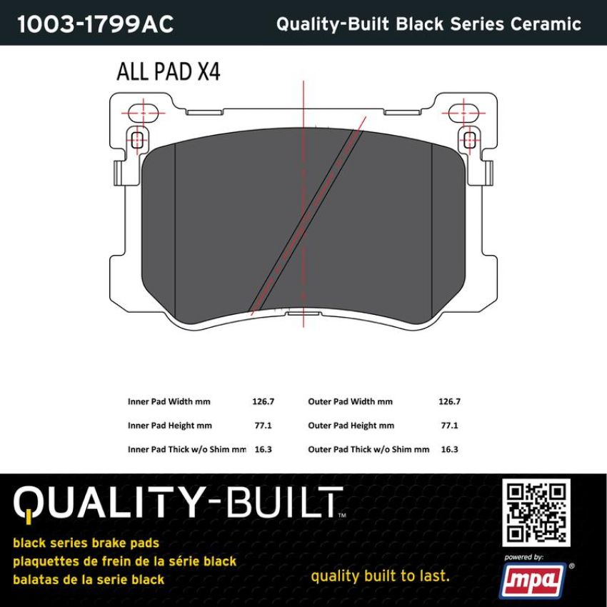 MPA 1003-1799AC Quality-Built Black Series Ceramic Brake Pads