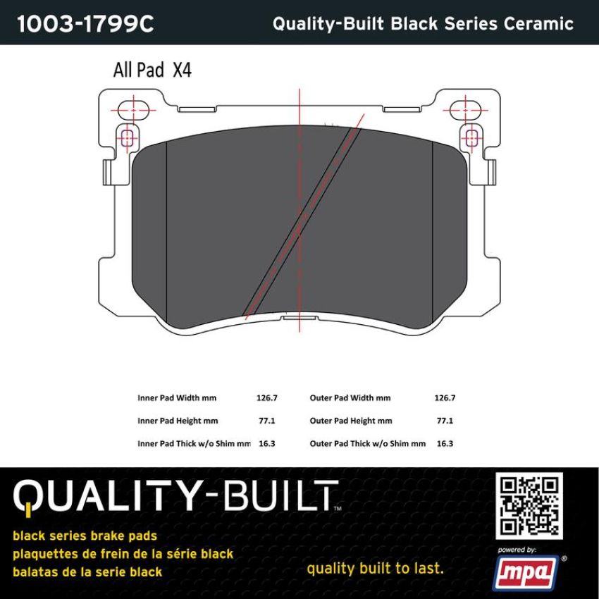 MPA 1003-1799C Quality-Built Black Series Ceramic Brake Pads