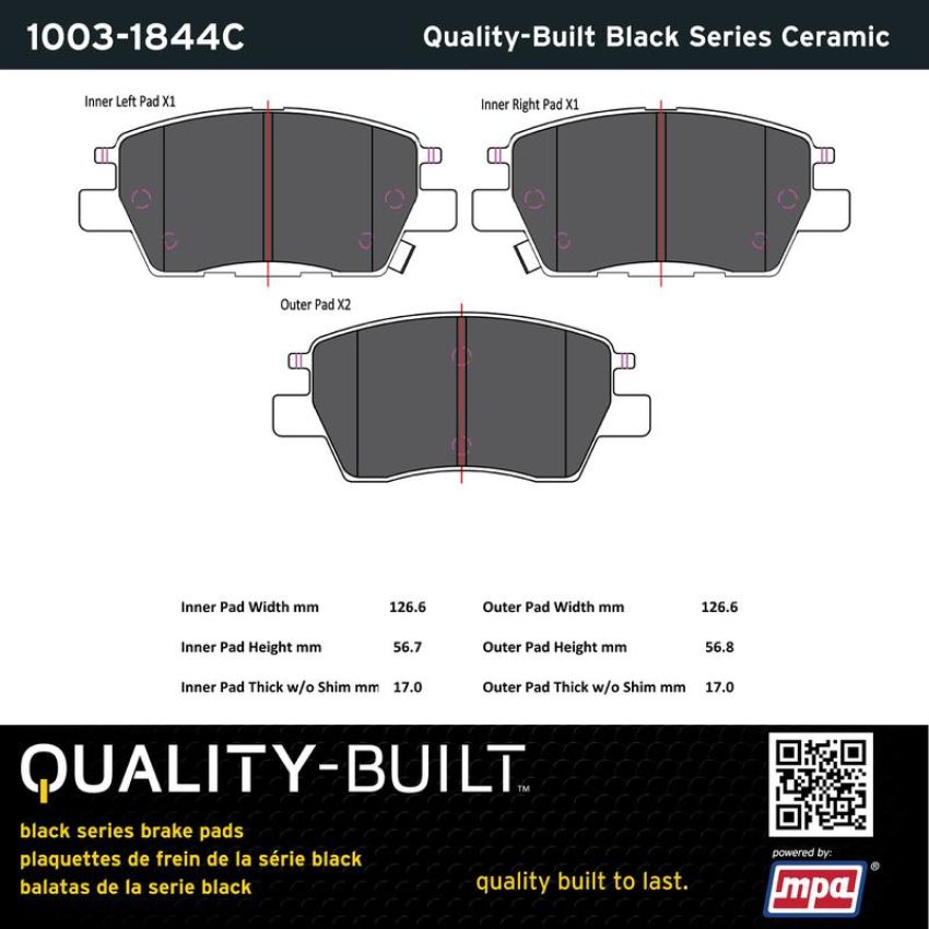 MPA 1003-1844C Quality-Built Black Series Ceramic Brake Pads