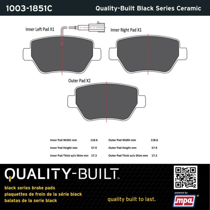 MPA 1003-1851C Quality-Built Black Series Ceramic Brake Pads