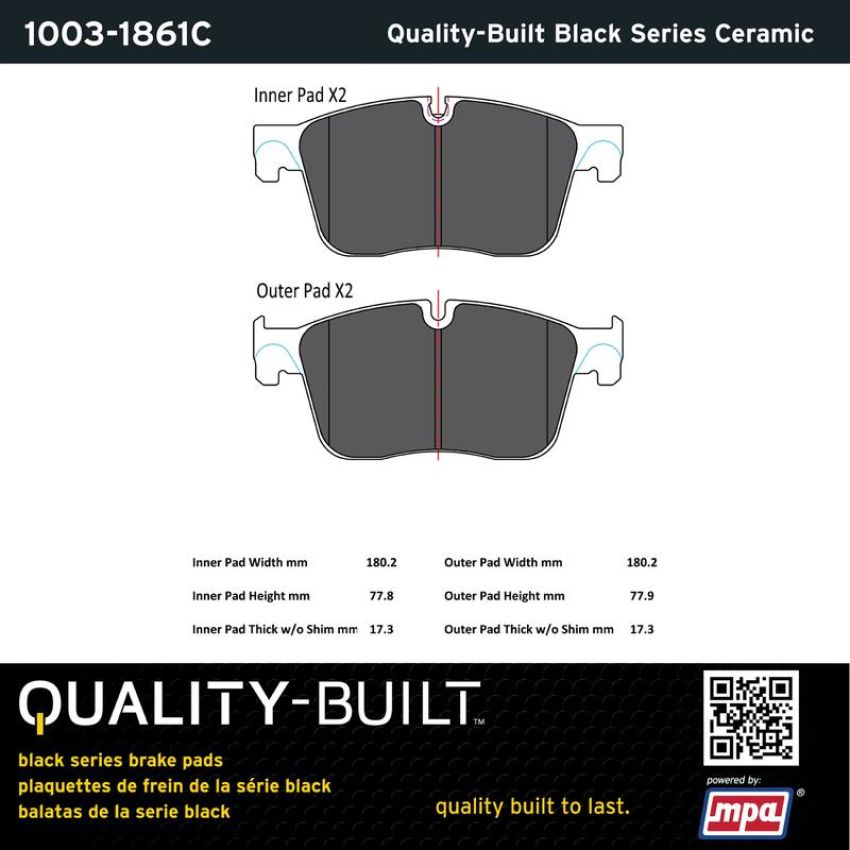 MPA 1003-1861C Quality-Built Black Series Ceramic Brake Pads