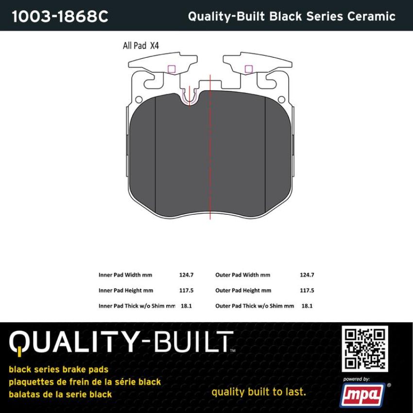 MPA 1003-1868C Quality-Built Black Series Ceramic Brake Pads