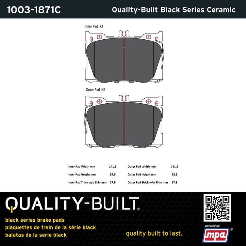 MPA 1003-1871C Quality-Built Black Series Ceramic Brake Pads