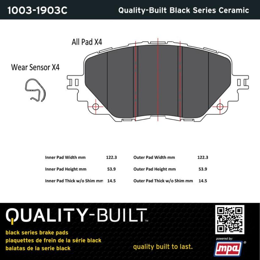 MPA 1003-1903C Quality-Built Black Series Ceramic Brake Pads