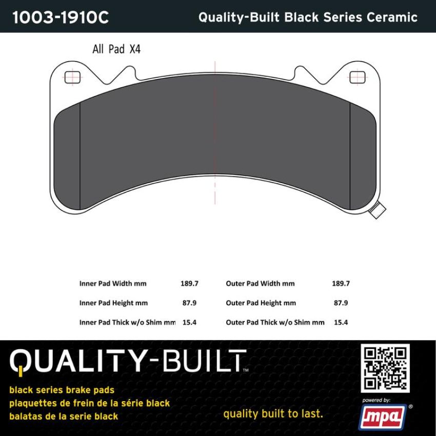 MPA 1003-1910C Quality-Built Black Series Ceramic Brake Pads