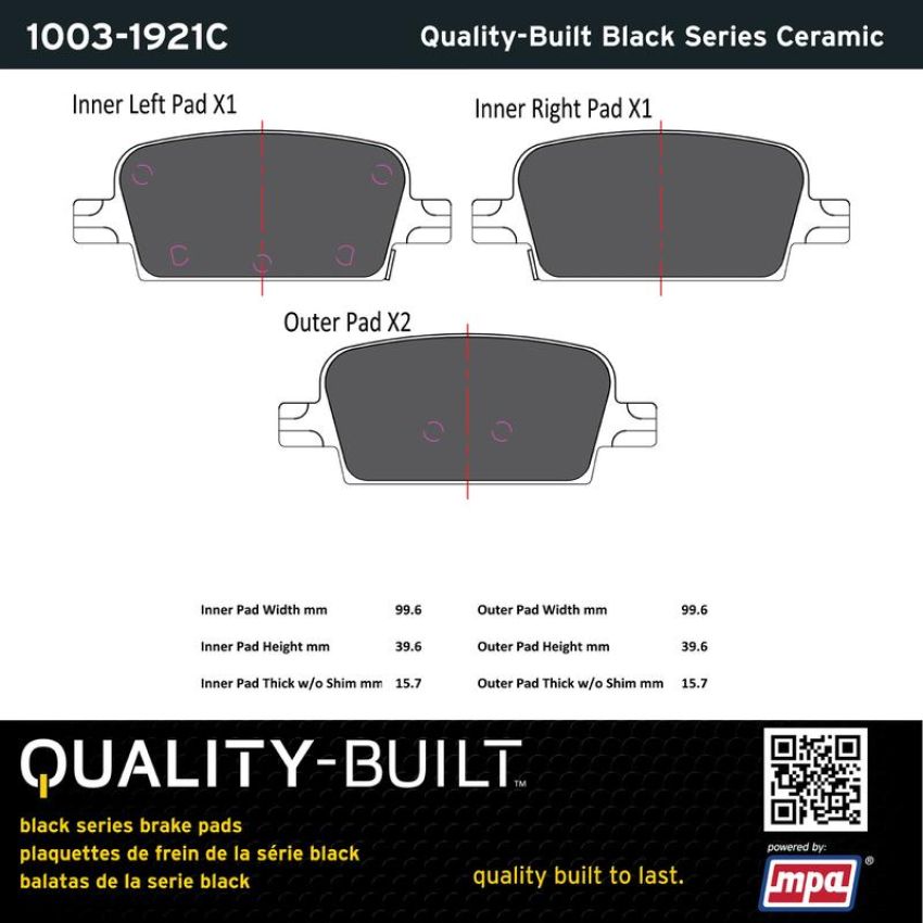 MPA 1003-1921C Quality-Built Black Series Ceramic Brake Pads