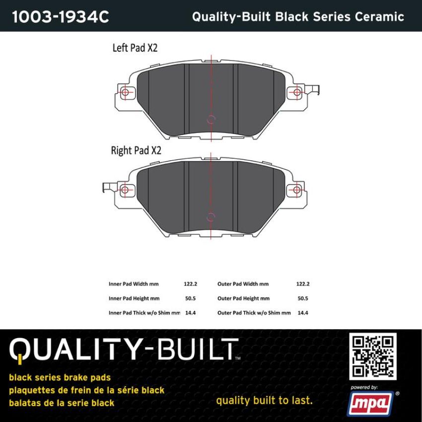 MPA 1003-1934C Quality-Built Black Series Ceramic Brake Pads