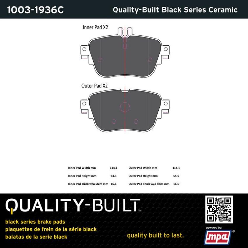 MPA 1003-1936C Quality-Built Black Series Ceramic Brake Pads