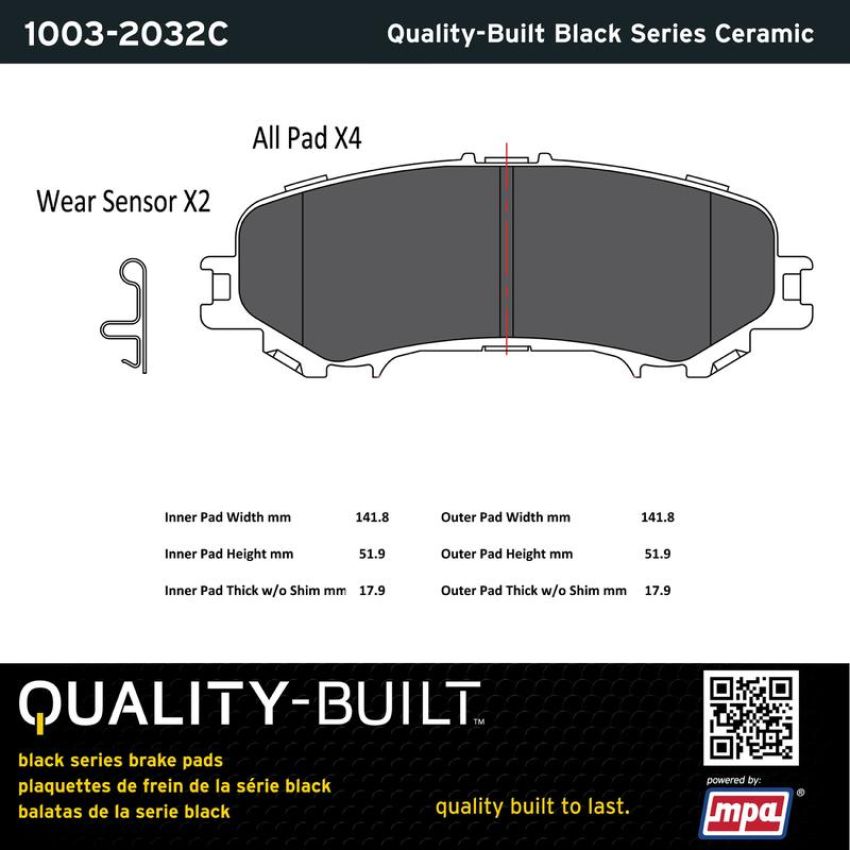 MPA 1003-2032C Quality-Built Black Series Ceramic Brake Pads