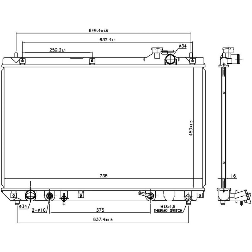 NISSENS 606652 Radiator w/Integrated Transmission Oil Cooler