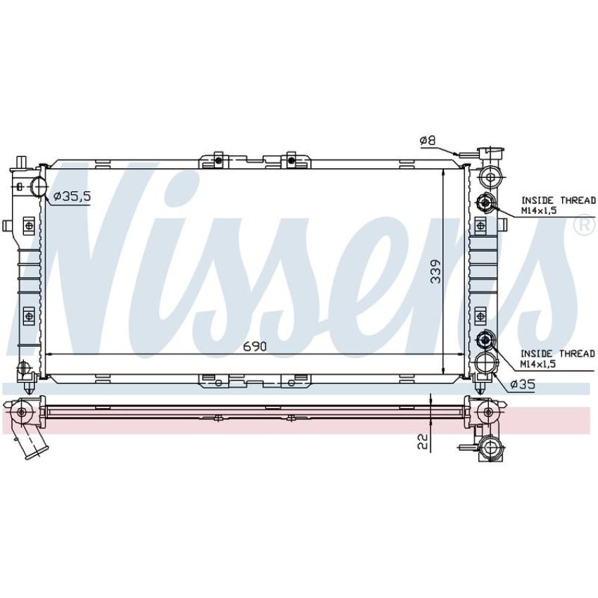 NISSENS 62393 Radiator w/Integrated Transmission Oil Cooler