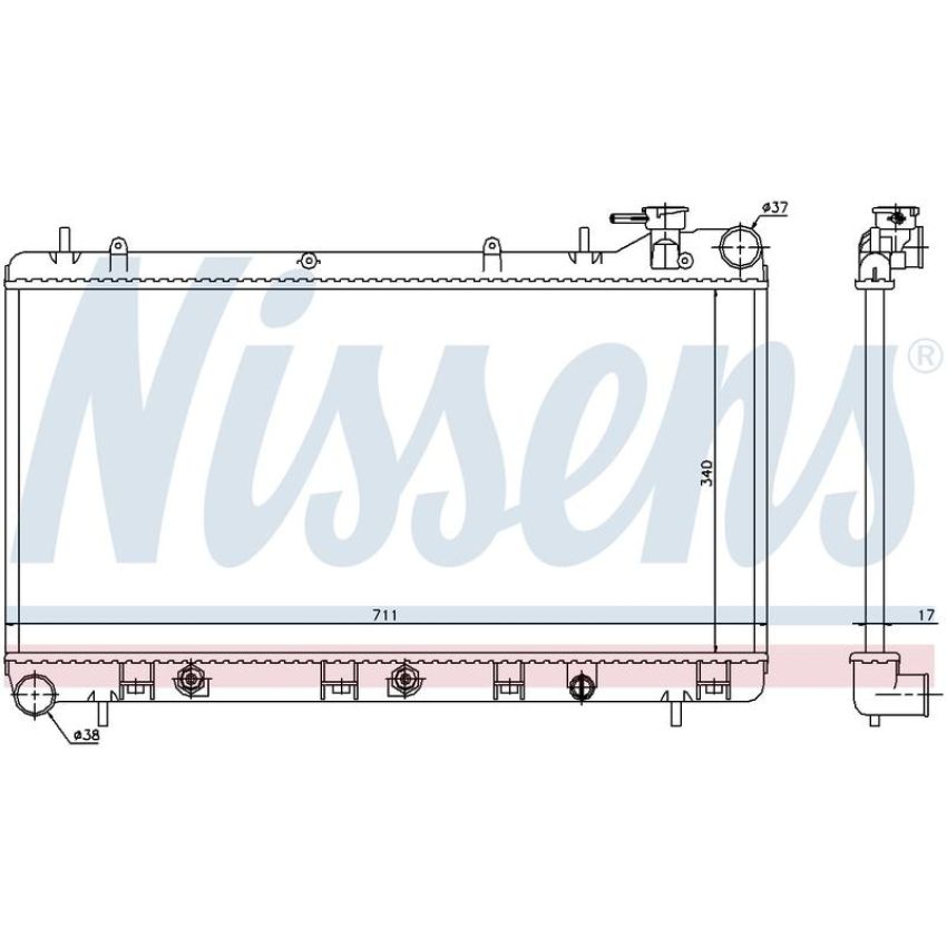 NISSENS 64186 Radiator w/Integrated Transmission Oil Cooler