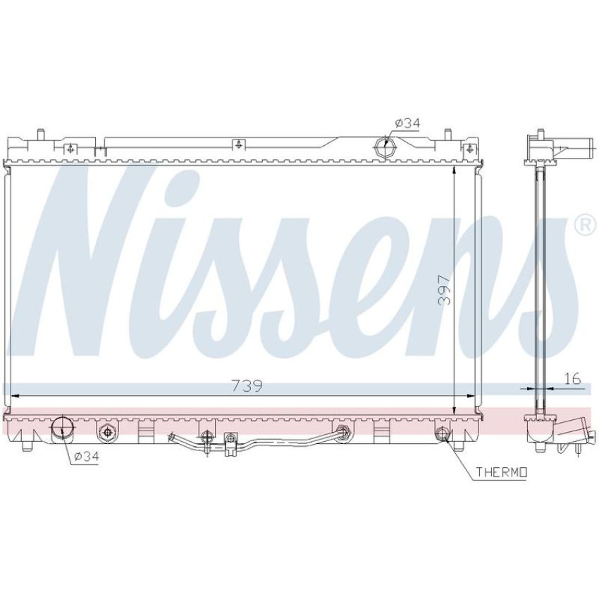 NISSENS 64633 Radiator w/Integrated Transmission Oil Cooler