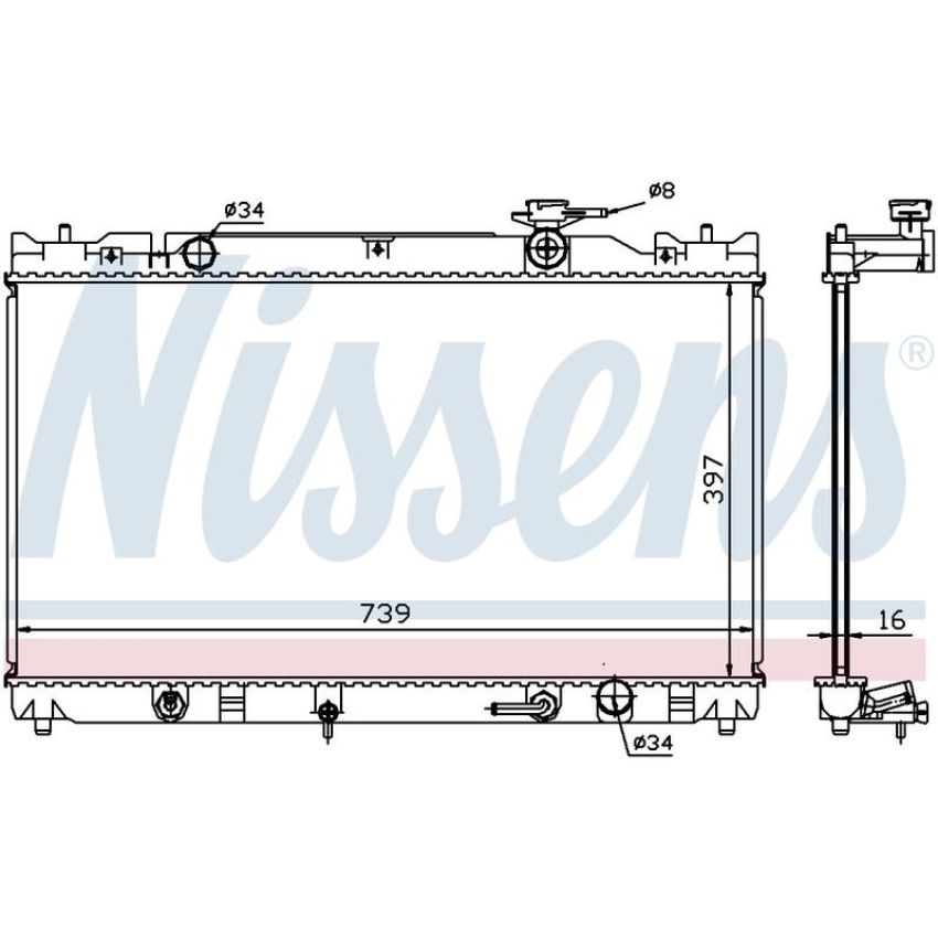 NISSENS 646351 Radiator w/Integrated Transmission Oil Cooler