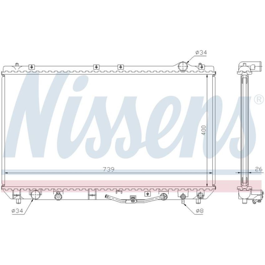 NISSENS 647541 Radiator w/Integrated Transmission Oil Cooler