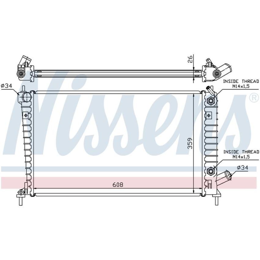 NISSENS 68005A Radiator w/Integrated Transmission Oil Cooler
