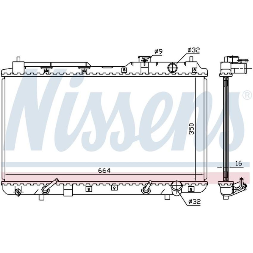 NISSENS 681021 Radiator w/Integrated Transmission Oil Cooler
