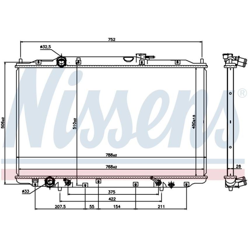 NISSENS 69477 Radiator w/Integrated Transmission Oil Cooler