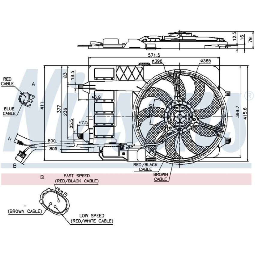 NISSENS 85124 A/C Condenser Fan Assembly