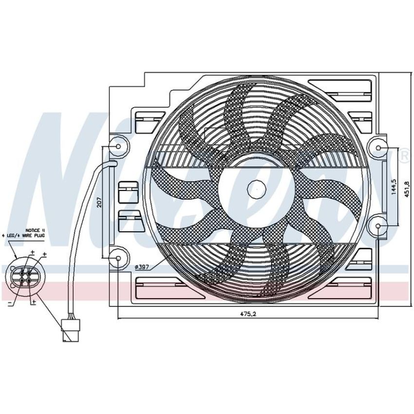 NISSENS 85421 A/C Condenser Fan Assembly