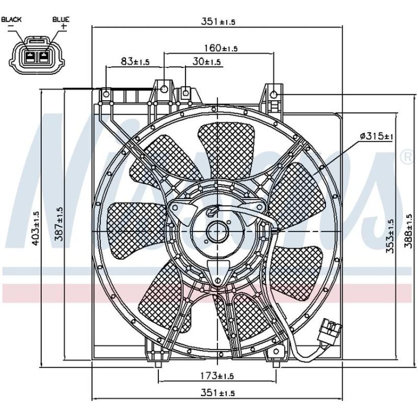 NISSENS 85491 A/C Condenser Fan Assembly