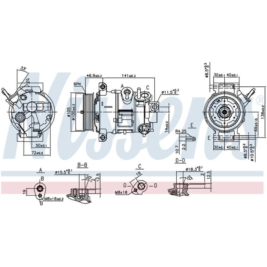 NISSENS 890030 Air Conditioning Compressor with Clutch