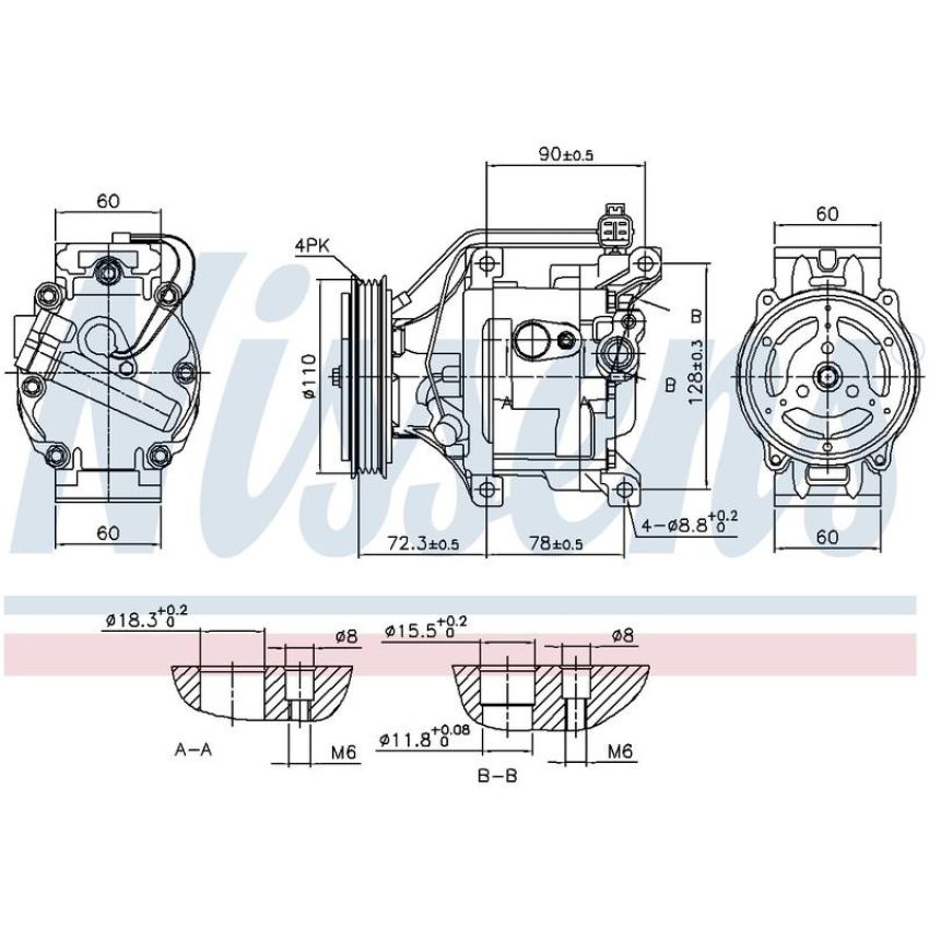 NISSENS 890047 Air Conditioning Compressor with Clutch