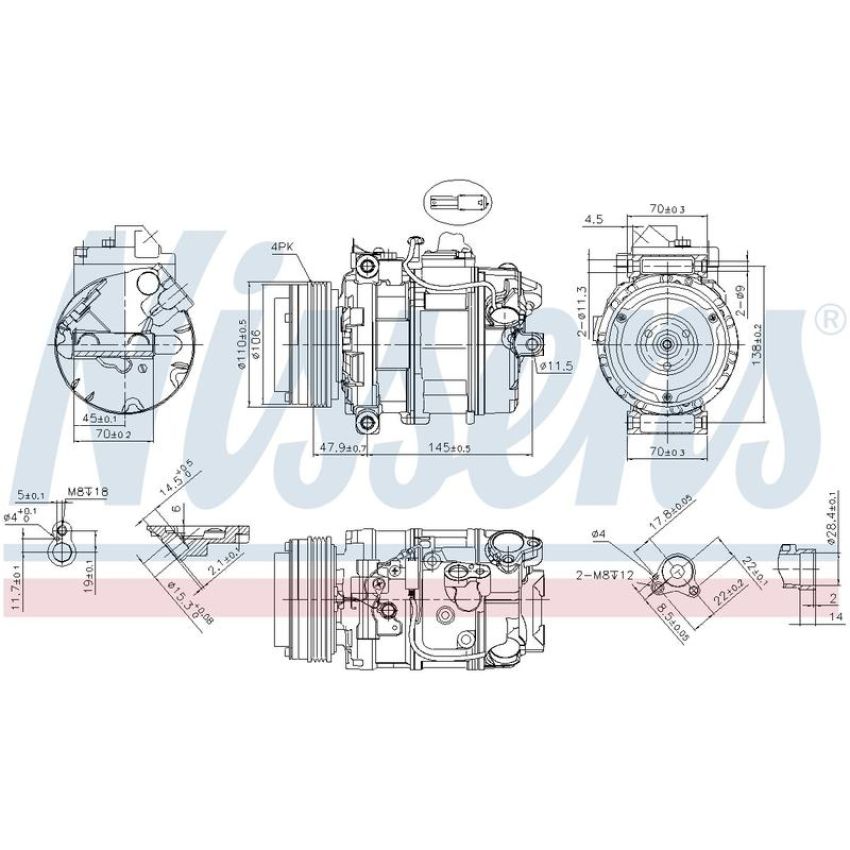 NISSENS 890073 Air Conditioning Compressor with Clutch