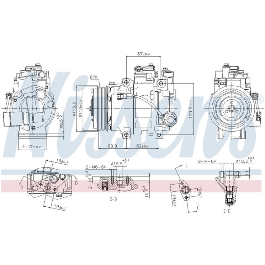 NISSENS 890133 TSE14C Compressor with Clutch
