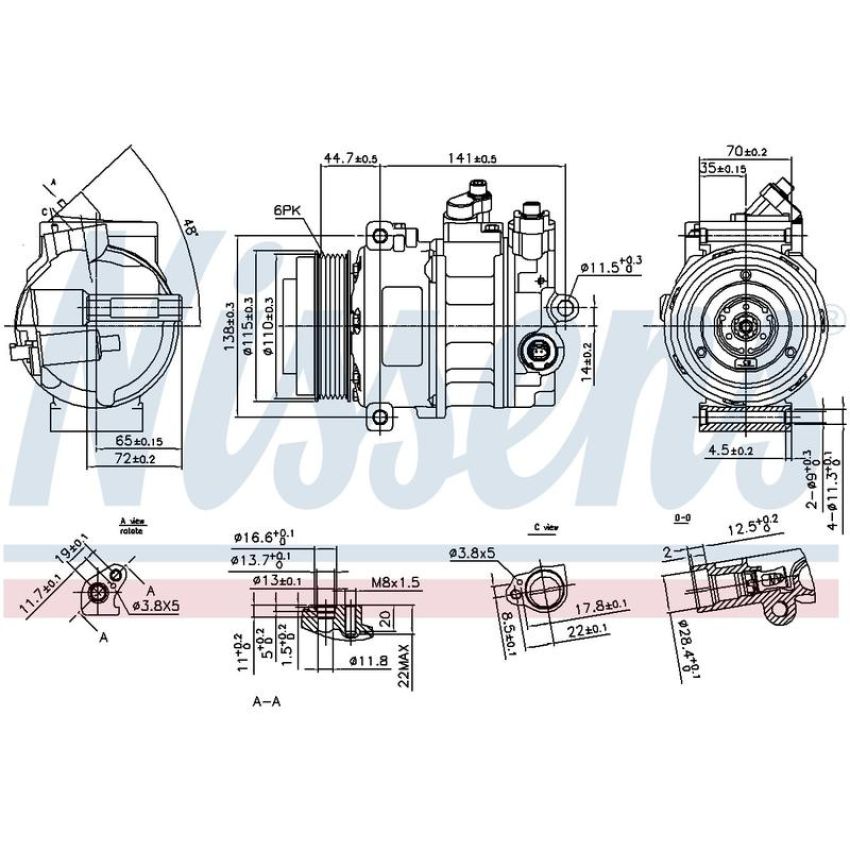 NISSENS 890304 Air Conditioning Compressor with Clutch