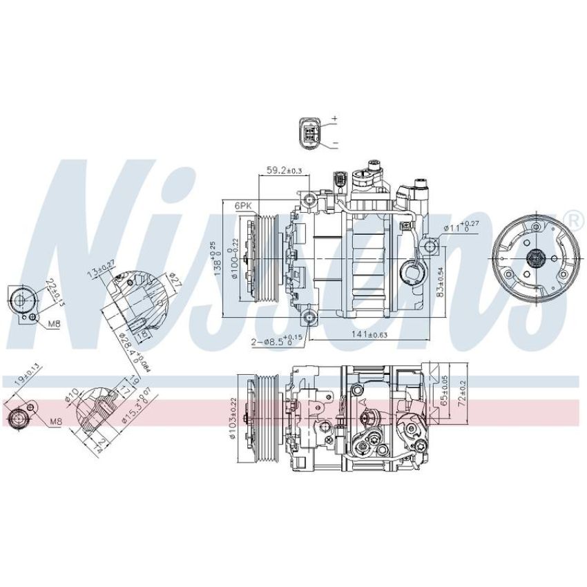 NISSENS 89052 Air Conditioning Compressor with Clutch