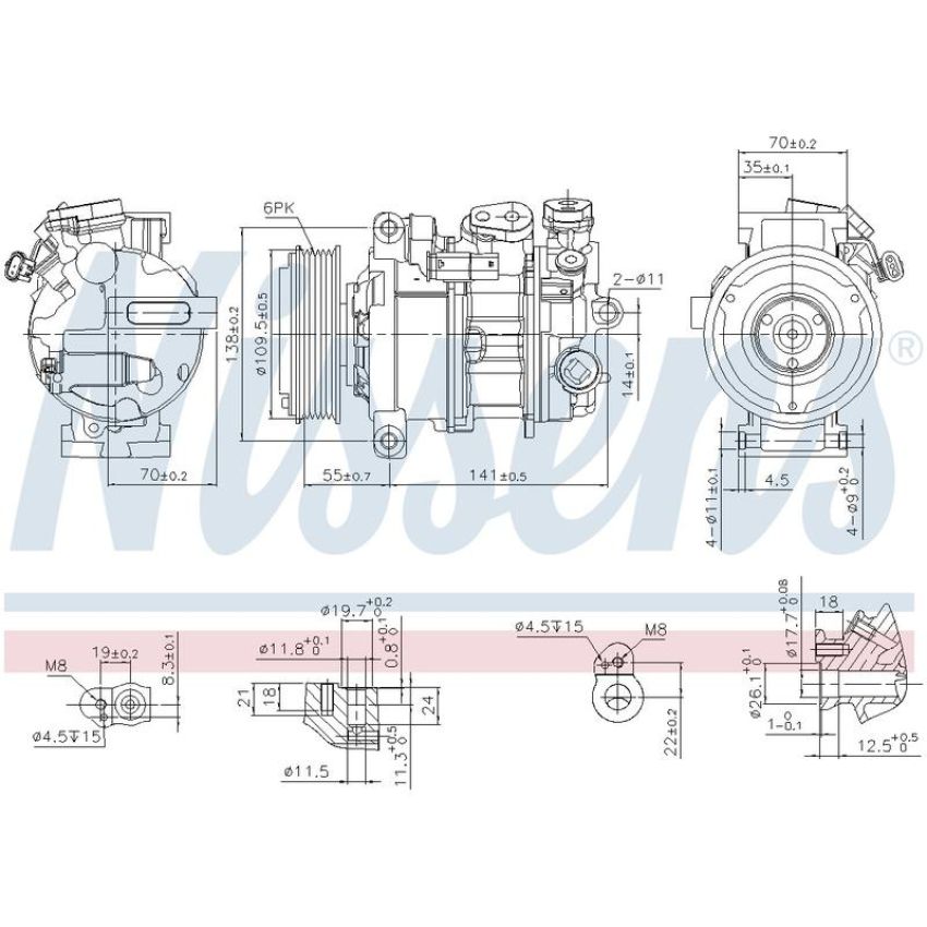 NISSENS 890595 Air Conditioning Compressor with Clutch