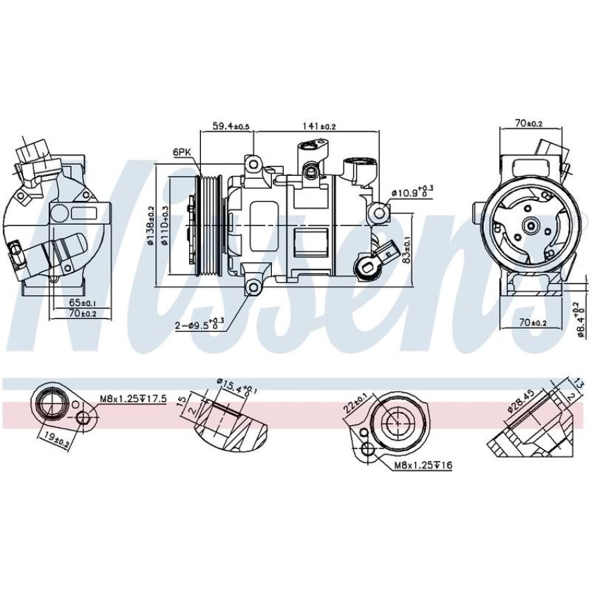 NISSENS 890607 Air Conditioning Compressor with Clutch