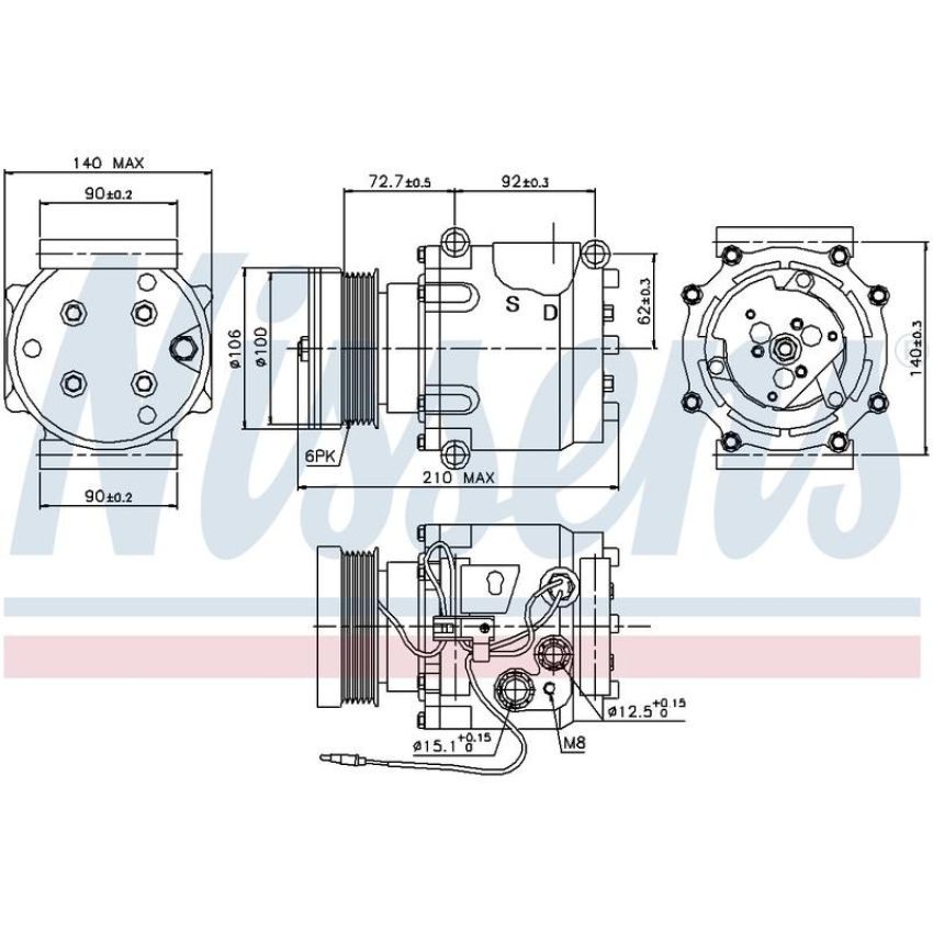 NISSENS 89066 Air Conditioning Compressor with Clutch