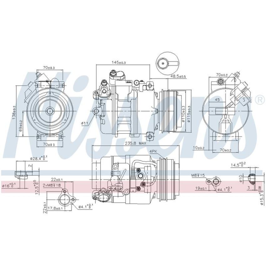 NISSENS 89080 Air Conditioning Compressor with Clutch