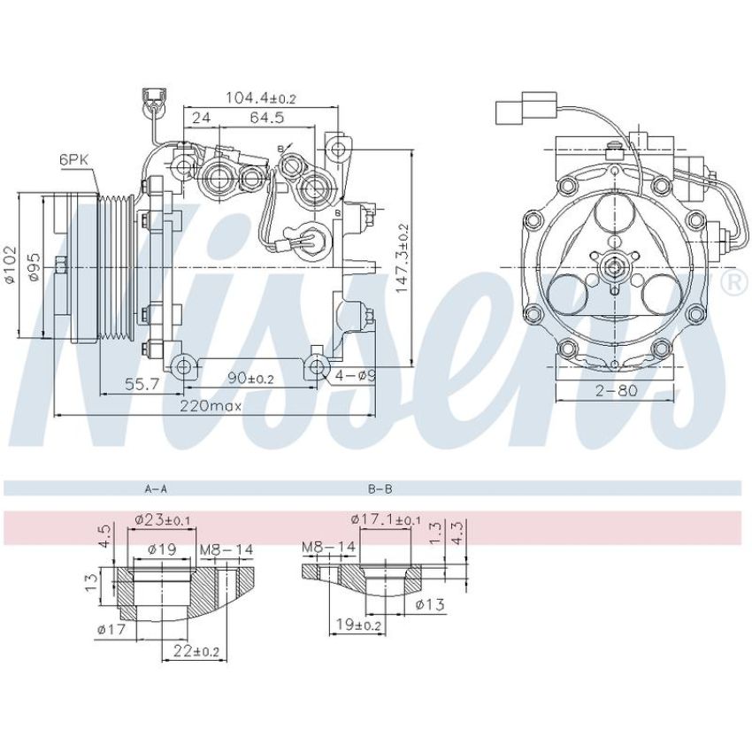 NISSENS 890879 MSC90C Compressor with Clutch