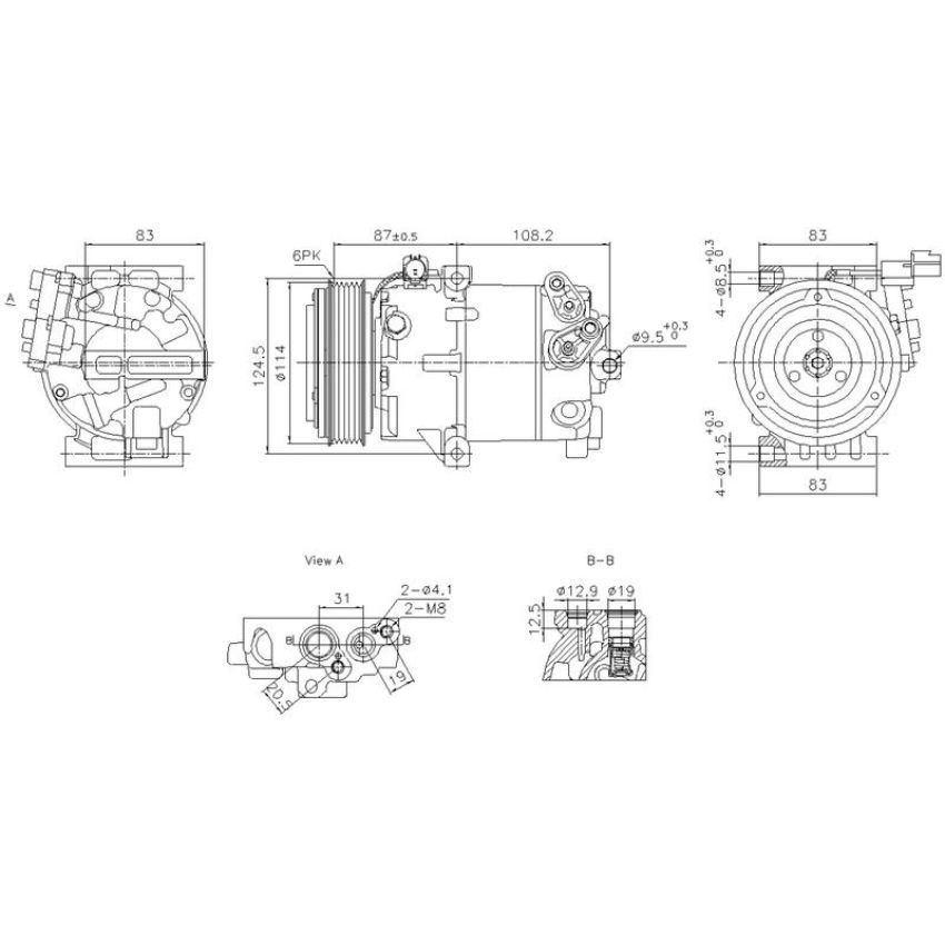 NISSENS 890897 VS12 Compressor with Clutch